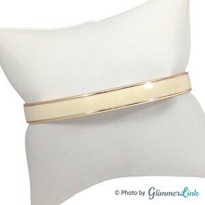 Gap Cream Enamel Stripe Classic Gold Tone Bangle Bracelet